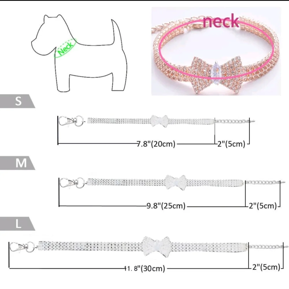 Sparkly Champagne Bow Tie Collar For Pet